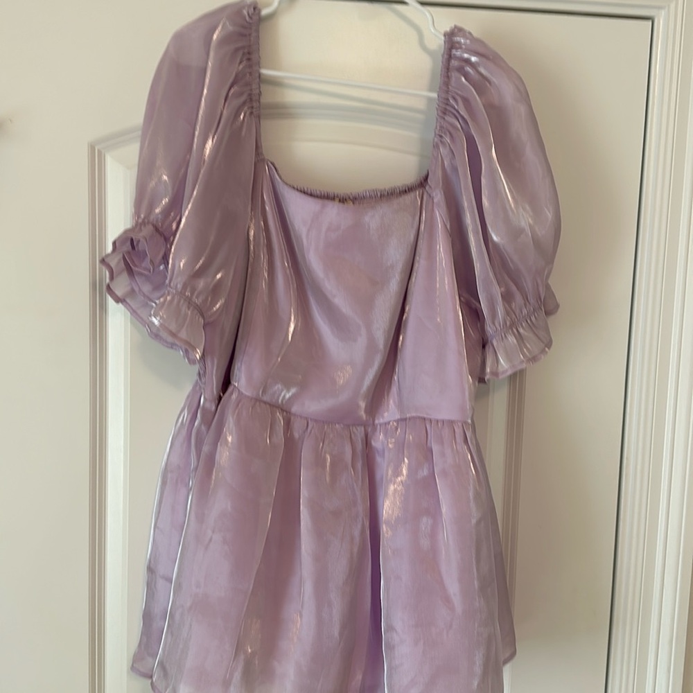 Purple puff sleeve blouse never worn